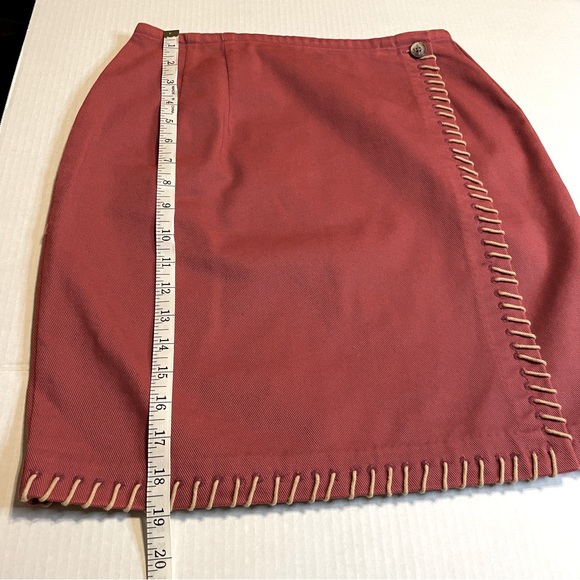 Cambridge Dry Goods Company Wrap Skirt Rust with Tan Contrast Stitching … - Picture 4 of 6